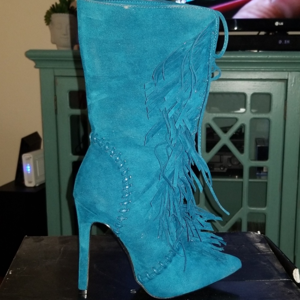 Fringe heel boots
